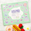 Girly Sticker Book Activity for Kids, Cute Foods Around Town by Cupkin, Toddler Airplane Travel Essentials, 500+ Stickers for Kids 12 Scenes + Coloring Book Pages, Crafts Ages 2-8 by TinyTreasures Baby Boutique