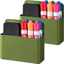 BEYGORM 2 Pack Plastics Magnetic Pen Holder for Refrigerator, Dry Erase Marker Holder for Whiteboard，Magnet School Locker Organizer Accessories, Pencil Cup, Pen Caddy (Army Green) by CozyNest Decor