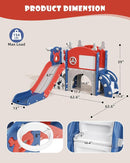 YUFU 12 in 1 Kids Slide for Toddlers, Toddler Slide Playset with Golf, Drawing Board, Climber, Basketball Hoop and Storage Space, Indoor Outdoor Toddler Playground for Kids Age 1-3 (Blue Red) by TinyTreasures Baby Boutique