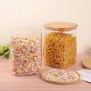 Glass Food Storage Jars 150 Set of 2,Glass Storage Containers Clear Glass Food Canister with Bamboo Lid Airtight For Serving Tea, Coffee, Flour, Sugar, Candy, Cookie, Spice and More (Square) by CozyNest Decor