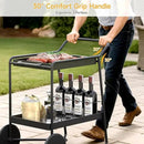 Outdoor Grill Cart Table with Extra-Large Wheel, 24" x 16" Removable Tray & Ergonomic Handle, Indoor and Outdoor Pizza Oven Table for Garden Patio BBQ Kitchen Food Prep Cart for Party by CozyNest Decor