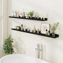 Floating Picture Ledge Shelves 55 Inch Solid Oak Wood Set of 2, Rustic Wall Storage Shelves with Lip, Kids Bookshelf, Photo & Picture Ledge Shelves for Bedroom, Living Room, Kitchen by CozyNest Decor