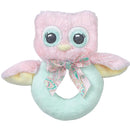 Bearington Baby Lil' Hoots Plush Stuffed Animal Pink Owl Soft Ring Rattle - 5.8" Baby Rattle Newborn Toy by TinyTreasures Baby Boutique