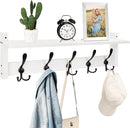Homode Wall Shelf with Hooks, 24 Inch Coat Rack with Tri Hooks, Farmhouse Entryway Floating Coat Hanger with Storage for Bathroom, Entry Way, Mudroom, White by CozyNest Decor