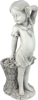 Design Toscano Frances the Flower Girl Outdoor Garden Statue with Planter, 21 Inch Tall, Cast Stone Resin, Antique Stone Finish by GreenHaven Gardens