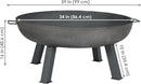 Sunnydaze 34-Inch Cast Iron Heavy-Duty Fire Pit for Outside - Wood-Burning Outdoor Fire Pit Bowl with Handles - Steel Finish by GreenHaven Gardens