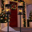 Outdoor Garden Solar Stake Lights Flickering Candle Lantern Lighting for Yard, Lawn, Patio, Pathway, Wall Decoration (2Pack, Black) by GreenHaven Gardens