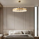 31.5" Natural Spanish Alabaster Round Chandelier, Adjustable Large Chandeliers for Living Room Over Table, Modern Luxury Alabaster Stone Chandelier for Drawing Room, Bedroom, Hallway, Foyer by CozyNest Decor