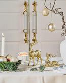 DN DECONATION 2pcs Gold Christmas Reindeer Statue, Christmas Clearance Small Resin Reindeer Figurine Indoor, Tabletop Reindeer Christmas Decor, Deer Figurine Decorations for Home by CozyNest Decor