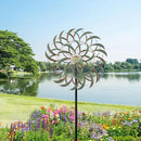 Viveta Large Outdoor Wind Spinner,21 * 85 inches Metal Wind Sculpture with 4 Sturdy Stakes,Green Double Wind Spinners,Decorative Windmill for Yard and Garden by CozyNest Decor