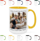 Custom Mug Upload Your Picture Personalized Coffee Mug with Photo Text Name Customized Cup Unique Ideas Gifts for Men Women Mom Dad Girlfriend Boyfriend Friend Family (Yellow, 15oz) by TinyTreasures Baby Boutique