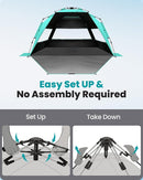OutdoorMaster Beach Tent with Blackout Shelter Technology, Portable Beach Shade Sun Shelter Canopy for 4-6 Person with UPF 50+ UV Protection, Easy Setup Pop Up Tent Family Size by TinyTreasures Baby Boutique