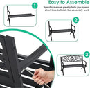 FDW Outdoor 50 Inches Garden Bench, Slatted Seat Armrests Floral Design Backres and Arch Legs, Perfect for Park, Yard, Porch, Lawn, Balcony, Backyard, Black by CozyNest Decor
