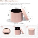 B FSOBEIIALEO Storage Ottoman Cube, Round Ottomans with Storage Foot Stool Footrest for Lving Room, Boucle Ottoman Seat for Dorm Room,Faux Teddy Fur, Pink 15"x15"x15" by CozyNest Decor