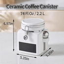Ceramic Coffee Canister with Airtight Lid and Scoop, Large 74 Fl Oz / 2.2 L Kitchen Food Storage Container Jar for Grounds Coffee, Beans, Tea, Sugar, Flour, Cereal, Nuts, Cookie, White by CozyNest Decor
