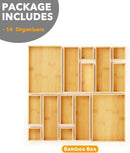 SpaceAid 14-Piece Bamboo Drawer Organizer Storage Boxes Set, Wood Tray Junk Drawer Organizers Multi-Use Divider Bins for Kitchen, Bathroom, Office Desk and Makeup Organization (14 Pack, Natural) by CozyNest Decor