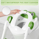 Frog Toilet Seat, Potty Training Seat for Toddler, Upgrade Potty Training 2 in 1 Toddler Toilet Seat for Boys Girls,Waterproof Soft Mat Non-Slip Step Stool by TinyTreasures Baby Boutique