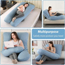 Amagoing Cooling Pregnancy Pillow for Sleeping, U Shaped Maternity Full Body Pillow for Women with Hip, Leg, Back Pain Support, Removable Cooling Cover Included (Light Blue) by TinyTreasures Baby Boutique