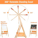 3-in-1 Wooden Easel for Kids, Toddle Double-Sided Easel with Magnetic Whiteboard and Painting Blackboard, 360° Rotatable, Paper-roll Holder, Storage Tray, and Stickers Included by TinyTreasures Baby Boutique