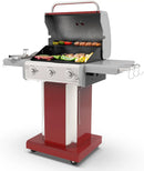 Kenmore 3-Burner Outdoor BBQ Grill | Liquid Propane Barbecue Gas Grill with Folding Sides, PG-A4030400LD-RD, Pedestal Grill with Wheels, 30000 BTU, Red by GreenHaven Gardens