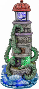 Lighthouse Attack Kraken Theme Spooky Halloween Village Multi-Color LED Lights, Animated Rotating Food Light and Music 6" x 5.5" x 12" by CozyNest Decor