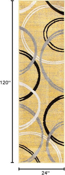 Rugshop Modern Wavy Circles Design Runner Rug 2' x 10' Yellow by TinyTreasures Baby Boutique