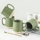 Hasense Porcelain Coffee Mugs Set of 4, 15 Oz Large Coffee Cups, Latte Cup with Handle, Tea Mugs for Men and Women, Modern Coffee Mug for Cappuccino, Milk, Cocoa, Microwave & Dishwasher Safe, Green by CozyNest Decor