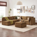 mopio Oversized Modular Sectional Sofa with Fully Removable Covers and Storage, Convertible U & L Shaped Sectionals, Modern Cloud Couch with Ottoman Chaise (Hazelnut Velvet, 6 Seats, L) by CozyNest Decor