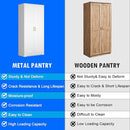 60" Tall Kitchen Pantry Cabinet, Metal Pantry Cabinet with Doors and Adjustable Shelves, White Utility Storage Cabinet with Handles for Dining Room, Bathroom, Laundry Room - Assemble Required by CozyNest Decor