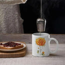 Unique Marigold Themed Ceramic Mug, Personalized Name Flower Accent Cup, Lovely Floral Coffee Mug 11oz 15oz, Custom Ceramic Mug For Flower Lover, Customized Marigold Decorative Cup by CozyNest Decor