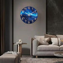 Blue Glass Wall Clocks Battery Operated 20 Inch Marble Large Wall Clocks for Living Room Round Non Ticking Wall Clock Silent by CozyNest Decor