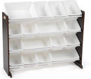 Humble Crew Supersized Toy Storage Organizer with 16 Removable Bins, Espresso/White – Large Toy Storage for Toddlers Ideal for Kids' Rooms, Playrooms, and Nurseries - Modern Toy Bins for Kids by TinyTreasures Baby Boutique