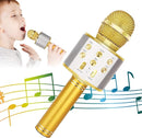 KIDWILL Wireless Bluetooth Karaoke Microphone for Kids, 5-in-1 Portable Handheld Karaoke Mic Speaker Player Recorder with Adjustable Remix FM Radio for Kids Girls Boys Teens Birthday (Gold) by TinyTreasures Baby Boutique