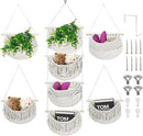 4 Tier Hanging Fruit Basket for Kitchen, 4 Pack Detachable Cotton Crocheted Wall Hanging Baskets Shelf Over Door Organizer for Fruit Veggie Plant, Hanging Storage Basket for Bathroom Bedroom(Beige) by CozyNest Decor
