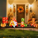 WONDER GARDEN Fall Yard Stakes Yard Signs, 4 Pack Metal Thanksgiving Lighted Garden Stakes, Gnome Sign with LED Lights for Harvest,Outdoor, Lawn,Farmhouse Decorations by CozyNest Decor