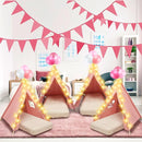 2 Pack Kids Teepee Tent with Mattress,Fitted Sheet,Light String,Washable Natural Cotton Toddler Play Tent for Girls Boys Indoor Outdoor Sleepover Slumber Birthday Party(Pink) by TinyTreasures Baby Boutique