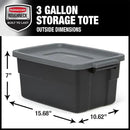 Rubbermaid Roughneck Tote 3 Gal, 6 Pack, Made in USA, Black & Gray, Rugged Plastic Stackable Storage Bins with Lids and Handles by CozyNest Decor