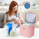 PIIOSER Breastmilk Cooler Bag with Ice Pack Fits 6 Baby Bottles Up to 9 Ounce, Insulated Baby Bottle Tote Bags, Double Layer Waterproof Leak-Proof with Shoulder Strap for Nursing & Working Mom (Pink) by TinyTreasures Baby Boutique