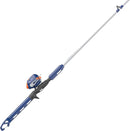 Zebco Wilder Fishing Reel and Rod Combo, 4'3" Durable Fiberglass Rod with Built-In Carabiner, Patented No-Tangle Reel, Pre-Spooled with 6-Pound Zebco Cajun Fishing Line, Blue/Orange by TinyTreasures Baby Boutique