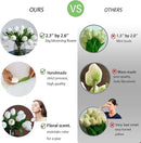 Buart White&Green Tulip Flowers Artificial Luxury Big Tulip Valentine's Day Mother's Day Easter Home Kitchen Wedding Decorations(11pcs) by CozyNest Decor