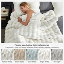 Cozy Bliss Faux Fur Throw Blanket for Couch, Fuzzy Soft Plush Thick Bubble Blanket for Sofa Bedroom Living Room, 108 * 90 Inches Cream White by CozyNest Decor