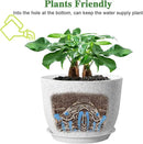 12/10/9 Large Modern Plant Pots, Plastic Planters with Drainage Holes and Saucers for Indoor Outdoor Plants Flowers, White Speckles