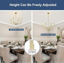 Modern Gold Farmhouse Chandeliers, 8-Light Industrial Metal Chandelier Lighting, Classic Candle Hanging Pendant Light Fixtures for Kitchen Bedroom, Dining Room, Living Room,Foyer by CozyNest Decor