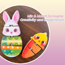 HUZU Easter Snap Builders, Easter Basket Stuffers Bunny, Carrot, Egg, Chick Wooden Puzzle Toy, Basket Essentials Take Apart & Mix Characters Kids Montessori STEM Fine Motor Skill by TinyTreasures Baby Boutique