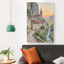 Small town scenery poster on the bank of the mountain stream is suitable for living room bedroom and office natural oil painting poster by CozyNest Decor