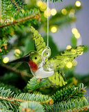 Nefelibata Hummingbird Ornament Glass Green Figurine Crystal Hanging Bird Art Christmas Xmas Tree Suncatcher Window Decor Memorial Gift for Her Friend Bird Lover Set of 1 Party Home Decorations by GreenHaven Gardens