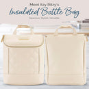 Itzy Ritzy Insulated Bottle Bag – Keeps Bottles Warm or Cool - Holds 3 Bottles & Features Interior Pocket for Ice Pack (Not Included), Milk & Honey by TinyTreasures Baby Boutique