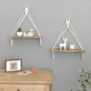 Mkono Macrame Hanging Shelves Boho Wall Decor Set of 2 Rustic Wood Floating Storage Shelf for Bedroom Bathroom Living Room Nursery Dorm Room, Display Shelving for Hanging Plants Photos by CozyNest Decor