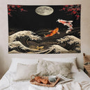 Houselerax Koi Fish Tapestry, Japanese Style Yin Yang Big Wave Cherry Blossom Tapestries Wall Hanging for Bedroom Living Room Office Decor 90"x60" by CozyNest Decor