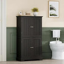 ChooChoo Bathroom Floor Cabinet, Modern Bathroom Storage Cabinet with 4 Doors and Adjustable Shelves, Freestanding Cupboard for Living Room, Black by CozyNest Decor